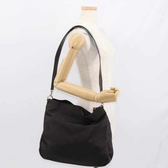 GUCCI Bamboo Shoulder Bag Nylon 2way Brown